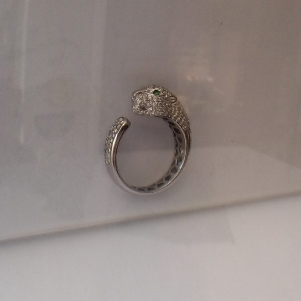 Bague Joaillerie Panthère Or gris et Diamants – Image 4