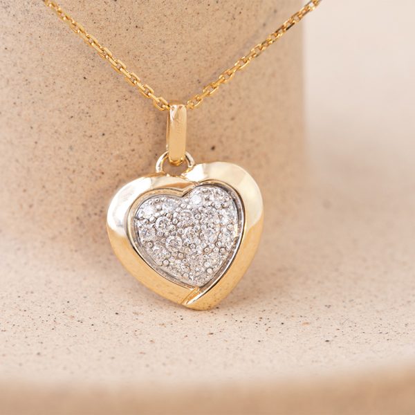 Collier Coeur en Or jaune 18 carats diamants