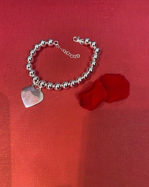 Bracelet boules 6mm en Argent avec Coeur